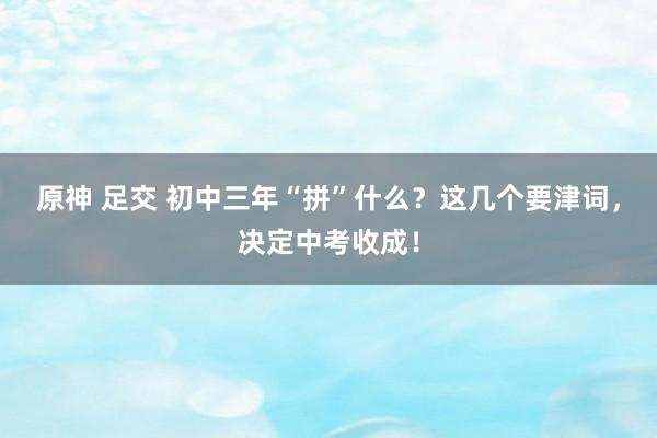 原神 足交 初中三年“拼”什么？这几个要津词，决定中考收成！