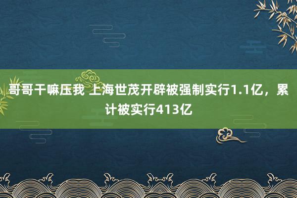 哥哥干嘛压我 上海世茂开辟被强制实行1.1亿，累计被实行413亿