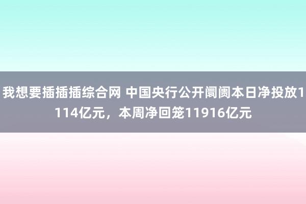 我想要插插插综合网 中国央行公开阛阓本日净投放1114亿元，本周净回笼11916亿元