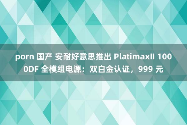 porn 国产 安耐好意思推出 PlatimaxII 1000DF 全模组电源：双白金认证，999 元