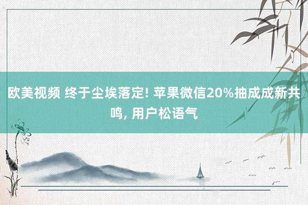 欧美视频 终于尘埃落定! 苹果微信20%抽成成新共鸣， 用户松语气