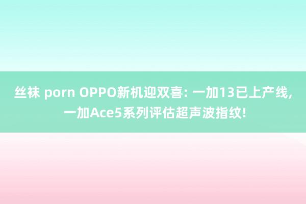 丝袜 porn OPPO新机迎双喜: 一加13已上产线， 一加Ace5系列评估超声波指纹!