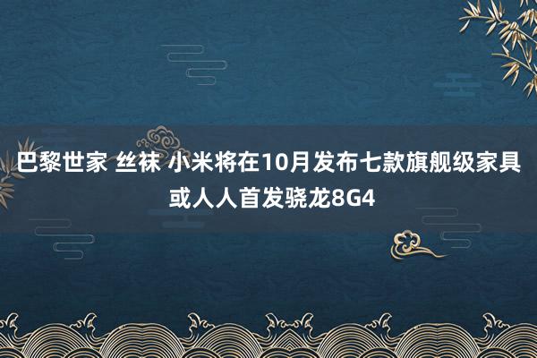 巴黎世家 丝袜 小米将在10月发布七款旗舰级家具 或人人首发骁龙8G4