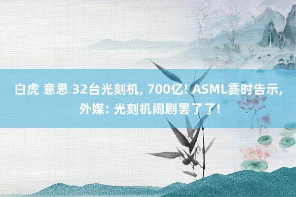 白虎 意思 32台光刻机， 700亿! ASML霎时告示， 外媒: 光刻机闹剧罢了了!