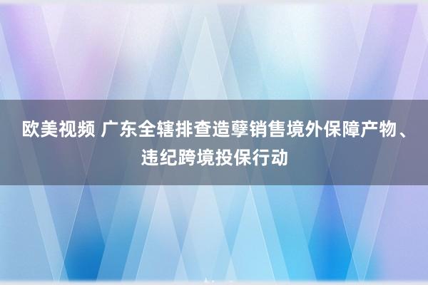 欧美视频 广东全辖排查造孽销售境外保障产物、违纪跨境投保行动