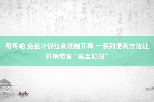 哥哥啪 免签计谋红利抵制开释 一系列便利方法让外籍游客“宾至如归”