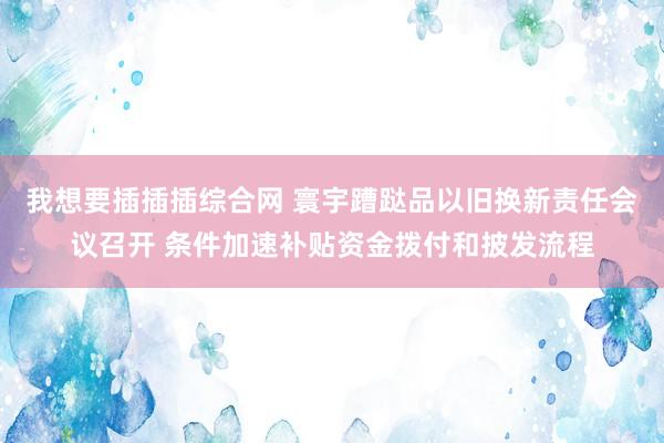 我想要插插插综合网 寰宇蹧跶品以旧换新责任会议召开 条件加速补贴资金拨付和披发流程