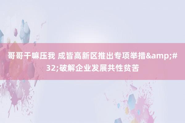 哥哥干嘛压我 成皆高新区推出专项举措&#32;破解企业发展共性贫苦