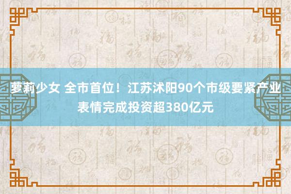 萝莉少女 全市首位！江苏沭阳90个市级要紧产业表情完成投资超380亿元