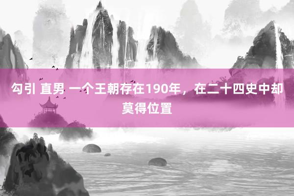 勾引 直男 一个王朝存在190年，在二十四史中却莫得位置