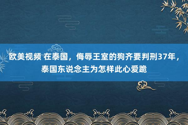 欧美视频 在泰国，侮辱王室的狗齐要判刑37年，泰国东说念主为怎样此心爱跪