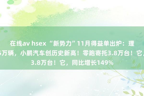 在线av hsex “新势力”11月得益单出炉：理念念汽车寄托超5万辆，小鹏汽车创历史新高！零跑寄托3.8万台！它，同比增长149%