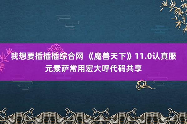 我想要插插插综合网 《魔兽天下》11.0认真服元素萨常用宏大呼代码共享