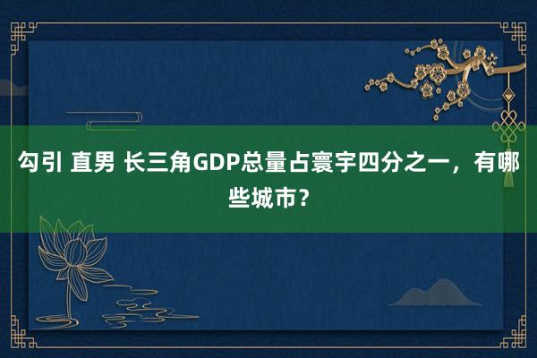 勾引 直男 长三角GDP总量占寰宇四分之一，有哪些城市？