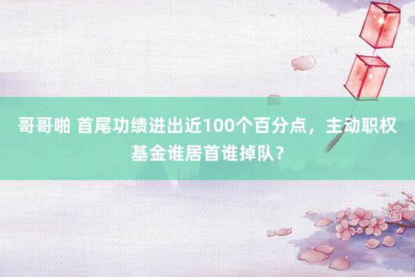 哥哥啪 首尾功绩进出近100个百分点，主动职权基金谁居首谁掉队？