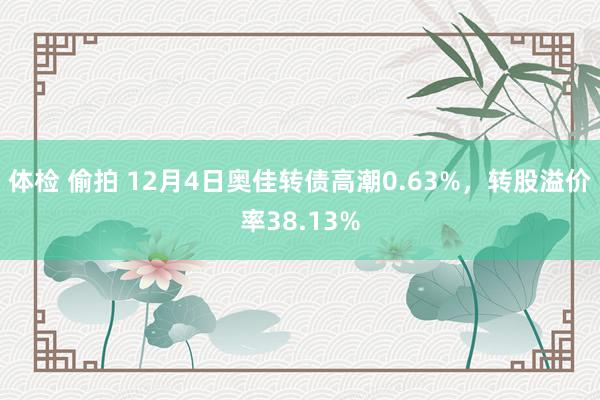 体检 偷拍 12月4日奥佳转债高潮0.63%，转股溢价率38.13%