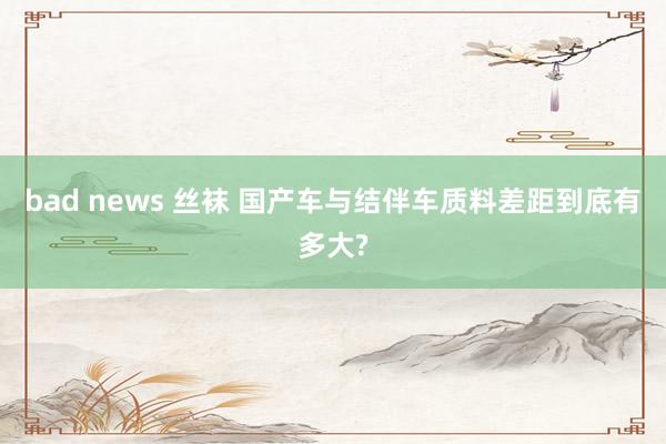 bad news 丝袜 国产车与结伴车质料差距到底有多大?