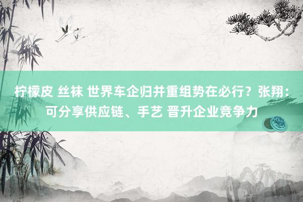 柠檬皮 丝袜 世界车企归并重组势在必行？张翔：可分享供应链、手艺 晋升企业竞争力