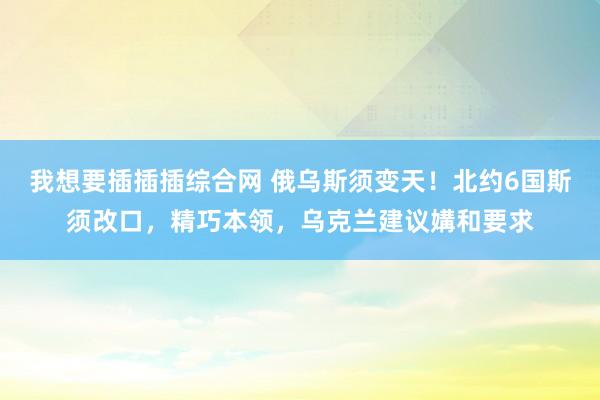 我想要插插插综合网 俄乌斯须变天！北约6国斯须改口，精巧本领，乌克兰建议媾和要求