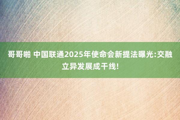 哥哥啪 中国联通2025年使命会新提法曝光:交融立异发展成干线!