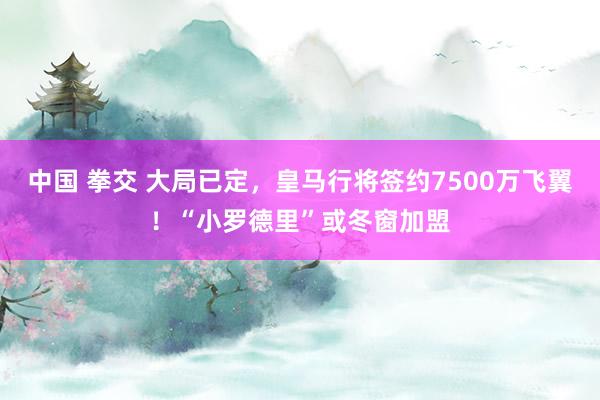 中国 拳交 大局已定，皇马行将签约7500万飞翼！“小罗德里”或冬窗加盟