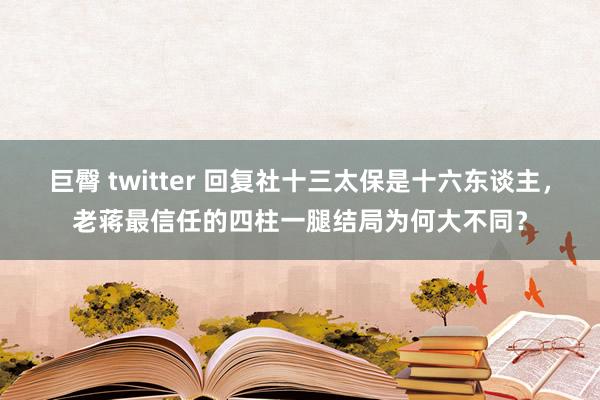 巨臀 twitter 回复社十三太保是十六东谈主，老蒋最信任的四柱一腿结局为何大不同？