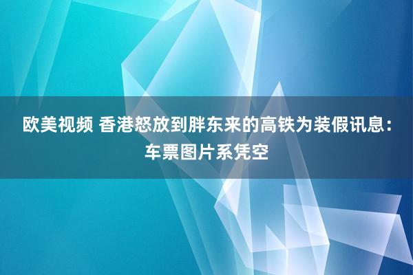 欧美视频 香港怒放到胖东来的高铁为装假讯息：车票图片系凭空