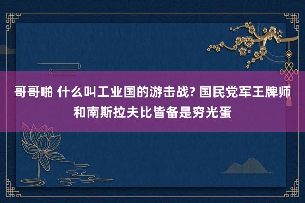 哥哥啪 什么叫工业国的游击战? 国民党军王牌师和南斯拉夫比皆备是穷光蛋