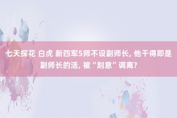 七天探花 白虎 新四军5师不设副师长， 他干得即是副师长的活， 被“刻意”调离?