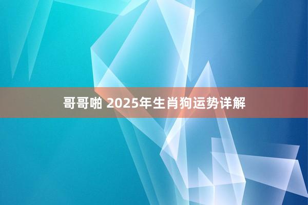 哥哥啪 2025年生肖狗运势详解