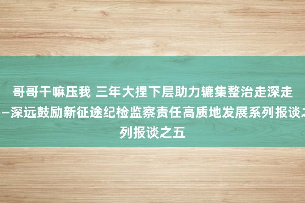 哥哥干嘛压我 三年大捏下层助力辘集整治走深走实——深远鼓励新征途纪检监察责任高质地发展系列报谈之五