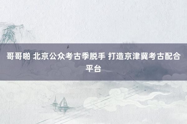 哥哥啪 北京公众考古季脱手 打造京津冀考古配合平台