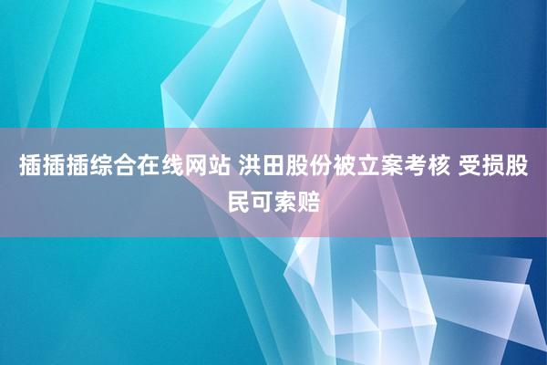 插插插综合在线网站 洪田股份被立案考核 受损股民可索赔