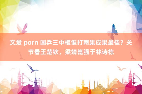 文爱 porn 国乒三中枢谁打雨果成果最佳？关节看王楚钦，梁靖崑强于林诗栋